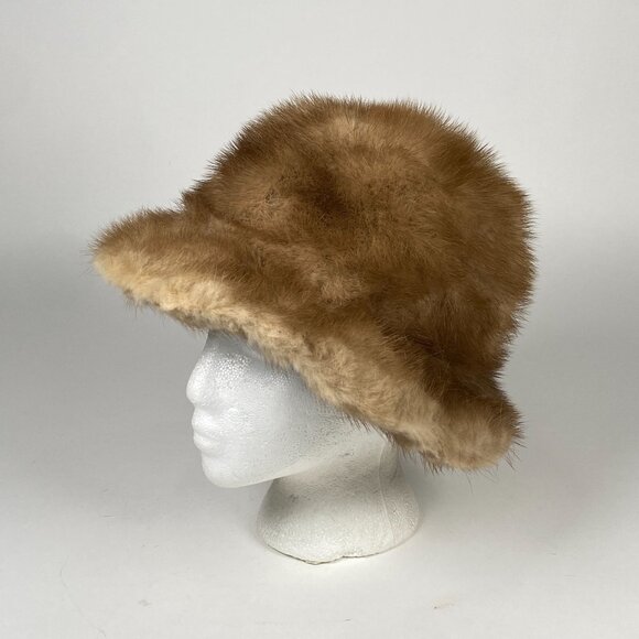 Vintage Adolfo Realities Mink Fur Cloche Bucket Hat Paris New York Winter - Picture 1 of 6